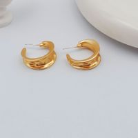 1 Pair Simple Style Circle Flower Plating Iron Ear Studs main image 8