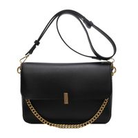 Women's Pu Leather Solid Color Basic Chain Square Zipper Magnetic Buckle Crossbody Bag sku image 1