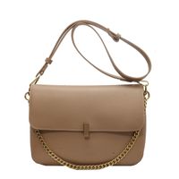 Women's Pu Leather Solid Color Basic Chain Square Zipper Magnetic Buckle Crossbody Bag sku image 2