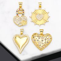 1 Piece Simple Style Heart Shape Copper Inlay Zircon 18k Gold Plated Jewelry Accessories main image 1