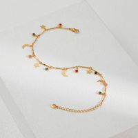 1 Piece Fashion Star Moon Copper Plating Inlay Zircon 18k Gold Plated Women's Anklet main image 3