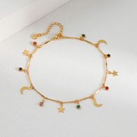 1 Piece Fashion Star Moon Copper Plating Inlay Zircon 18k Gold Plated Women's Anklet main image 4