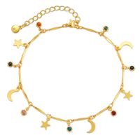 1 Piece Fashion Star Moon Copper Plating Inlay Zircon 18k Gold Plated Women's Anklet main image 1
