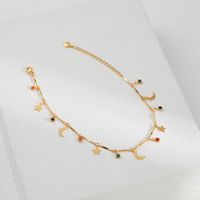 1 Piece Fashion Star Moon Copper Plating Inlay Zircon 18k Gold Plated Women's Anklet main image 6