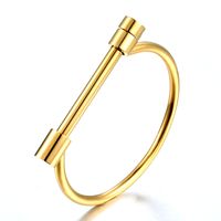 Simple Style Geometric Titanium Steel Plating Bangle main image 6