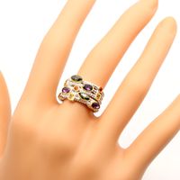 1 Piece Fashion Colorful Titanium Steel Polishing Plating Inlay Artificial Gemstones Rings main image 2