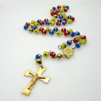 1 Piece Fashion Cross Stainless Steel Silica Gel Beaded Pendant Necklace sku image 1