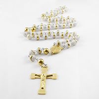 1 Piece Fashion Cross Stainless Steel Silica Gel Beaded Pendant Necklace sku image 2