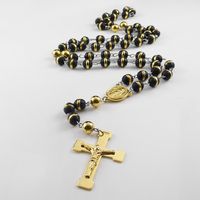 1 Piece Fashion Cross Stainless Steel Silica Gel Beaded Pendant Necklace sku image 3