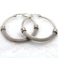1 Pair Fashion Grid Plating Stainless Steel Titanium Steel Hoop Earrings main image 3