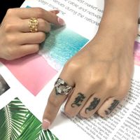 1 Piece Retro Geometric Titanium Steel Plating Rings main image 5