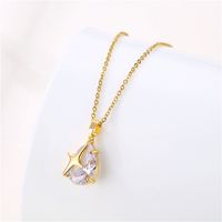 Stainless Steel Titanium Steel 18K Gold Plated Retro Plating Inlay Water Droplets Heart Shape Snowflake Zircon Pendant Necklace main image 5