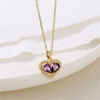 Stainless Steel Titanium Steel 18K Gold Plated Retro Plating Inlay Water Droplets Heart Shape Snowflake Zircon Pendant Necklace main image 6