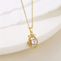 Stainless Steel Titanium Steel 18K Gold Plated Retro Plating Inlay Water Droplets Heart Shape Snowflake Zircon Pendant Necklace sku image 5