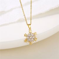 Stainless Steel Titanium Steel 18K Gold Plated Retro Plating Inlay Water Droplets Heart Shape Snowflake Zircon Pendant Necklace main image 10