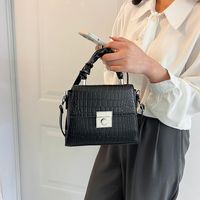 Femmes Toutes Les Saisons Faux Cuir Couleur Unie Crocodile De Base Carré Bloquer Sac À Main main image 4