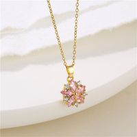 Stainless Steel Titanium Steel 18K Gold Plated Retro Plating Inlay Water Droplets Heart Shape Snowflake Zircon Pendant Necklace sku image 2