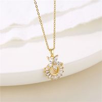 Stainless Steel Titanium Steel 18K Gold Plated Retro Plating Inlay Water Droplets Heart Shape Snowflake Zircon Pendant Necklace sku image 8