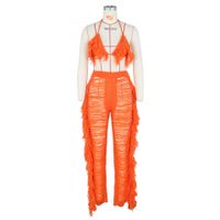 Women's Sexy Solid Color Polyester Polyacrylonitrile Fiber Tassel Pants Sets main image 3