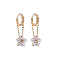 1 Pair Fashion Flower Copper Inlay Zircon Drop Earrings main image 5
