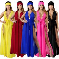 Sexy Fashion Solid Color V Neck Sleeveless Chiffon Dresses main image 5