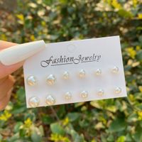 Wholesale Jewelry 1 Set Simple Style Solid Color Imitation Pearl Ear Studs sku image 1