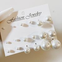 Wholesale Jewelry 1 Set Simple Style Solid Color Imitation Pearl Ear Studs sku image 2