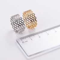 Wholesale Casual Honeycomb Stainless Steel Gold Plated Rings main image 3