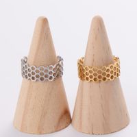 Wholesale Casual Honeycomb Stainless Steel Gold Plated Rings main image 2