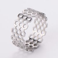 Wholesale Casual Honeycomb Stainless Steel Gold Plated Rings sku image 1