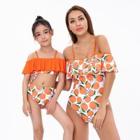 Mother And Daughter Simple Colorblock Nylon Polyester Swimsuit sku image 1
