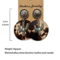 1 Pair Bohemian Cactus Alloy Leather Inlay Turquoise Women's Drop Earrings main image 5