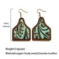 1 Pair Retro Cactus Wood Copper Printing Patchwork Women's Drop Earrings main image 4