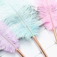 Feather Pen Factory Wholesale New White Feather Pen Floating Graduation Design White Pink Multicolor Feather Ballpoint Pen main image 3
