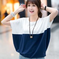 Sweet Korean Style Solid Color Polyester Milk Fiber Patchwork Rib-knit Blouse main image 1