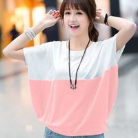 Sweet Korean Style Solid Color Polyester Milk Fiber Patchwork Rib-knit Blouse main image 3
