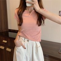 Women's T-shirt Short Sleeve T-shirts Patchwork Fashion Solid Color main image 4