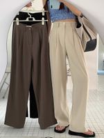 Women's Street British Style Solid Color Ankle-length Casual Pants Wide Leg Pants main image 1