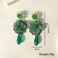 1 Pair Vacation Round Flower Alloy Cloth Plating Inlay Resin Gold Plated Women's Drop Earrings main image 5