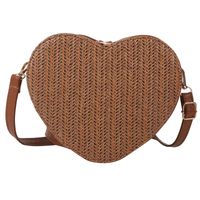 Women's Small Straw Solid Color Fashion Weave Heart-shaped Zipper Crossbody Bag main image 2