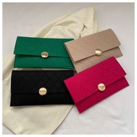 Black Rose Red Green Felt Solid Color Lingge Metal Button Square Evening Bags main image 1