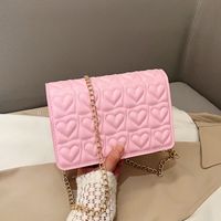 Women's Pu Leather Heart Shape Solid Color Elegant Square Flip Cover Shoulder Bag Crossbody Bag Chain Bag main image 4