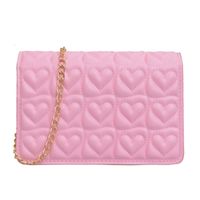 Mujeres Cuero Sintético Forma De Corazón Color Sólido Elegante Cuadrado Gire La Tapa Bolsa De Hombro Bolso Bandolera Bolsa De Cadena main image 5