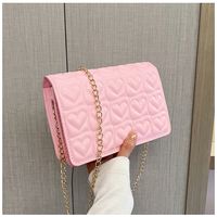 Women's Pu Leather Heart Shape Solid Color Elegant Square Flip Cover Shoulder Bag Crossbody Bag Chain Bag sku image 3