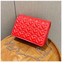 Women's Pu Leather Heart Shape Solid Color Elegant Square Flip Cover Shoulder Bag Crossbody Bag Chain Bag sku image 2