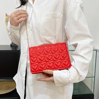 Women's Pu Leather Heart Shape Solid Color Elegant Square Flip Cover Shoulder Bag Crossbody Bag Chain Bag main image 2