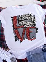 Women's T-shirt Short Sleeve T-shirts Casual Letter Heart Shape Leopard main image 1