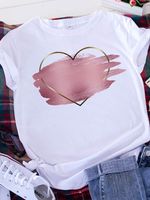 Women's T-shirt Short Sleeve T-shirts Casual Letter Heart Shape Leopard main image 2