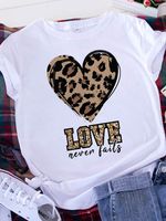 Women's T-shirt Short Sleeve T-shirts Casual Letter Heart Shape Leopard main image 4