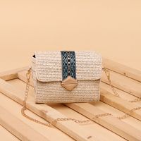 Women's Straw Solid Color Fashion Square Flip Cover Crossbody Bag Straw Bag Chain Bag main image 2